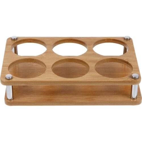 6 Holes Wooden Glass Holder Display Rack Bar Wine Drinks Cup Storage Carrier Flight Tasting Serving Tray Kitchen Tools