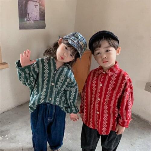 8823 Children Shirt Autumn New 2021 Cotton Floral Long Sleeve Shirt Baby Boys Mori Vintage Shirt 1-7Year Girls Shirt Kids Blouse