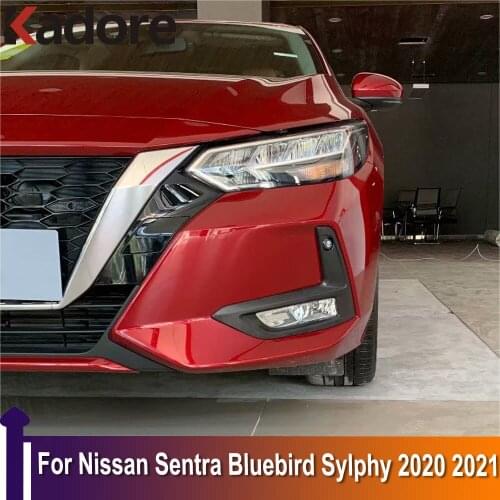 For Nissan Sentra Bluebird Sylphy Almera 2020 2021 Carbon Fiber Front Foglight Fog Light Cover Trim Car Exterior Accessories