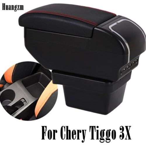 Dual layer Large Space Armrest box For Chery Tiggo 3X Central Store Content box with Cup holder 9 USB Charging modificatio