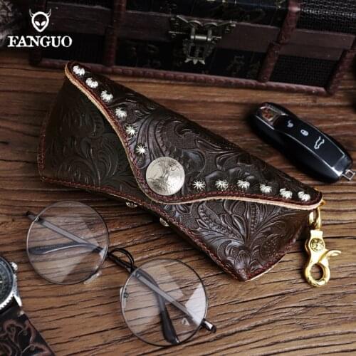 Genuine Leather Sunglasses Bag Handmade Eyeglasses Display Retro Glasses Holder Case Portable Soft Glasses Pouch Bag