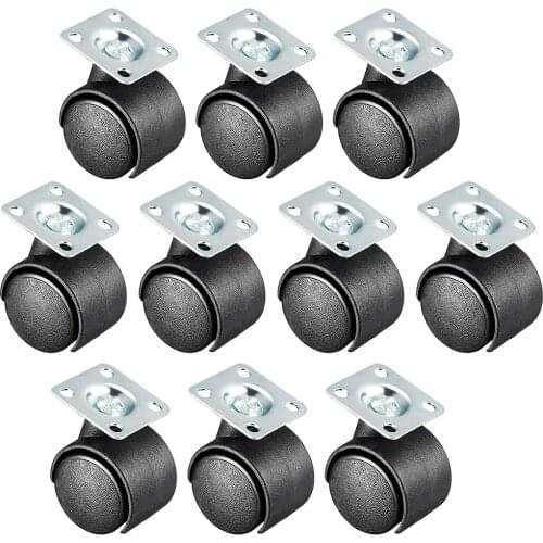 Uxcell Office Chair Casters Nylon Twin Wheel,Top Plate Mount Swivel 1.14in no Brake 10pc
