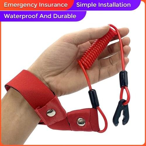 Red Engine Stop Switch Key Lanyard Safety Cord for Yamaha Outboard ATV Bike
