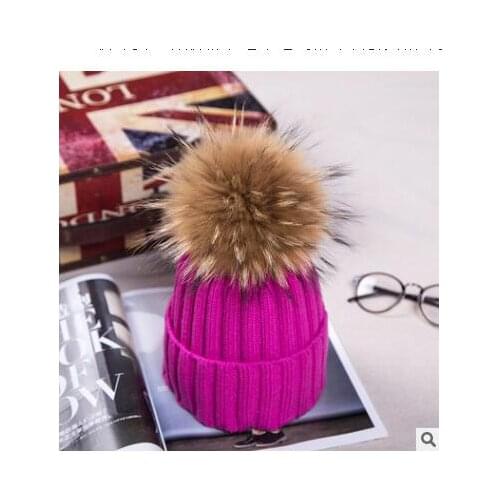 Cute baby infant winter hat fur cap pompom ball kids girl boy winter knitted wool caps for girls Head circumference size 55-60cm