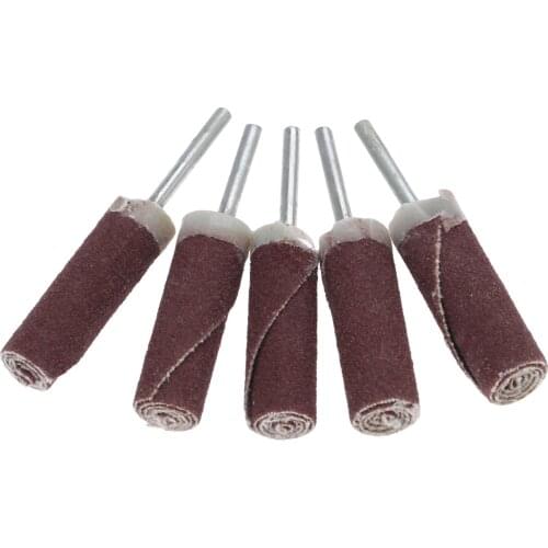Dophee 5Pcs 3mm Shank Cylinder Sanding Paper Grinding Head Sandpaper Polishing Grinding Mounted Point for Rotary Tool 6/8/10mm