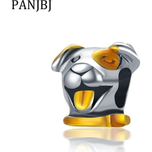 New Original Free Shipping Silver Plated Bead Alloy Gold Color Cute Dog Charm Fit Bracelet Necklace DIY Women Jewelry