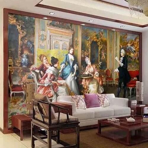 Custom Wallpaper 3D Stereo European Court Oil Painting Living Room Theme Hotel Retro Background Murals Waterproof