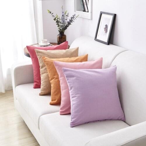 Simple Solid Pillow cover Cotton Linen plain Pillowcases Decorative living room cushion covers For sofa home car