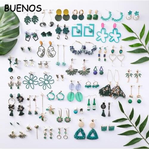 Buenos 2019 New Korean Style Simple Cold Wind Earrings Geometric Flower Cactus Acrylic Pendant Womens Earrings Clothing Jewelry
