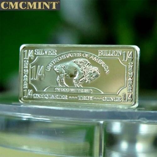 1/4 Oz .999 Silver Pure Sliver Buffalo Bar C57