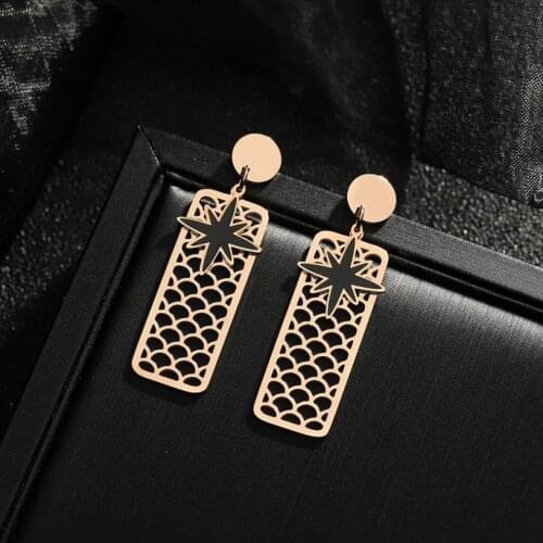 316L Stainless Steel New Fashion High-end Jewelry Rose Gold Color Hollow Six-Pointed Star Cloud Shape Drop Earrings For Women