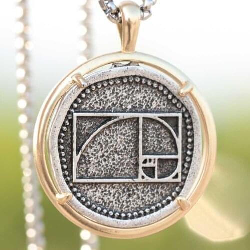 Fibonacci Spiral Necklace Medieval Men Women Golden Ratio Number Integer Sequence Mathematics Medal Math Jewelry Dropship