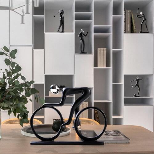 2021 football Sports competition Bicycle Statue Champion Cyclist Sculpture Figurine Resin Modern Abstract Art Athlete Home Decor