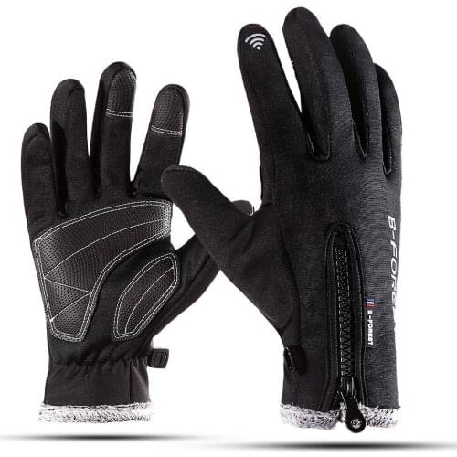 Outdoor Sports Warm Windproof Waterproof Cycling Motorcycle Fleece Touch Screen Black Full Finger Snowboard Ski Gloves Men Women