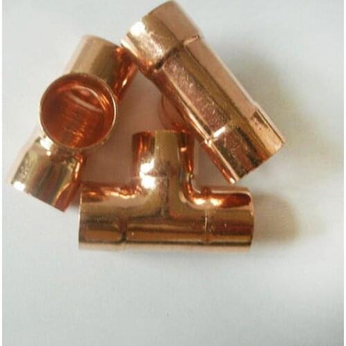 22mm Inner Dia x1mm Thickness Copper Equal Tee Socket Weld End Feed Coupler Plumbing Fitting Water Gas Oil