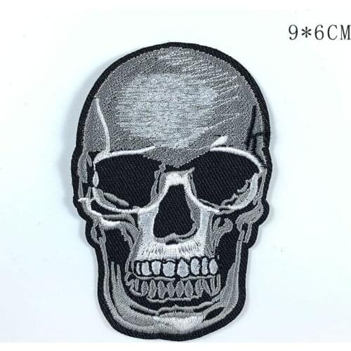 High Quality Skeleton Skull Embroidery Patches Punk Style Iron On Biker Patches Sewing Clothes Coats Jeans Stickers Appliques