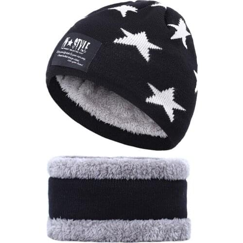 2Pcs/set Winter Beanie Hat Scarf Set High Quality Thick Plush Velvet Lined Warm Knit Hat Running Cycling Ski Sports Cap new