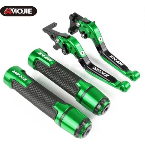 ZX6R LOGO Motorcycle Extendable Brake Clutch Levers For Kawasaki ZX6R ZX-6R ZX 6R 2005 2006 Handbrake Handle Handlebar Grips