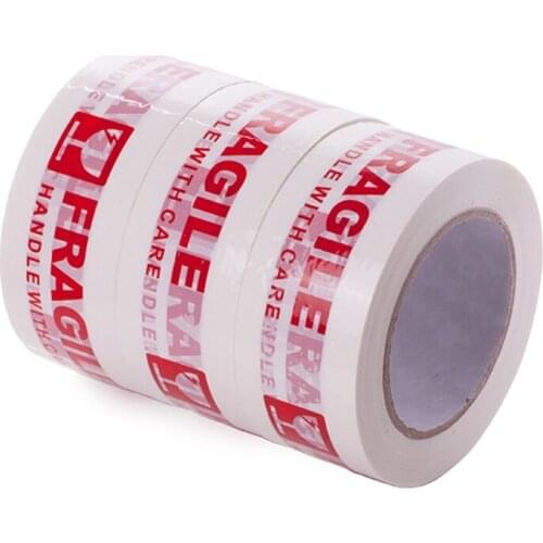 1 Roll White and Red Fragile Packing Tape Handle with Care Bopp Shipping Warning Sticker Label 100m x 50mm