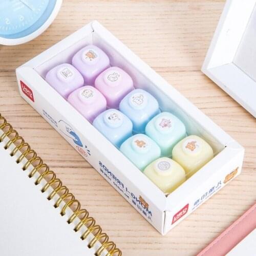 10Pcs Office Supplies Cartoon Seal Red Stamp Smiley Face Teaching Kids Kindergarten Children Round Toy Party Favor Gift