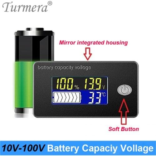 12V 24V 36V 48V 60V 72V 100V Li-ion Lifepo4 Lead acid Battery Capacity Indicator Display LCD Voltmeter Temperature Meter Tester