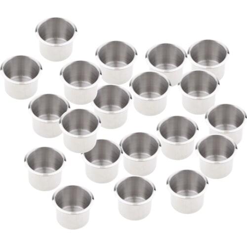 20PCS 68mm Stainless Steel Recessed Cup Drink Holders for Marine Boat RV Camper