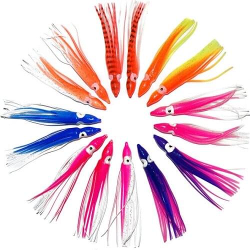 30pcs 9cm Mixed Color Soft Silicone Fishing Lures Plastic Octopus Squid Skirt Fishing Lure Saltwater Octopus Bait For Fishing