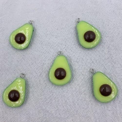5 Pcs Fashion food fruit Avocado Necklace Keychain Pendant DIY Making Accessories