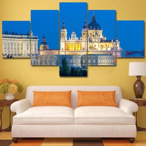 5 Piece Wall Art pictures Canvas poster print Oil Painting beautiful Russia white castle night view for Bedroom livingroom frame