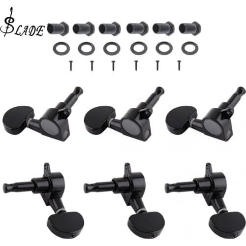 6pcs Black Durable Guitar Tuning Pegs Tuner 3R+3L All Closed Machine Semicircle Head for 40 /41 Inch Acoustic Folk Guitar