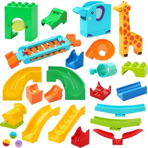 Big Blocks Crazy Marble Race Run Rolling Ball Compatible Large Building Bricks Kids Slipway Maze Game Wall MOC Educational Toys