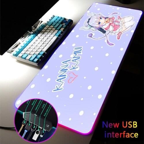 Kawaii Anime Girl Kanna Large RGB Mouse Pad Multi-interface Four USB Docking Dock USB Pink MousePads Typec Interface Desk Mat