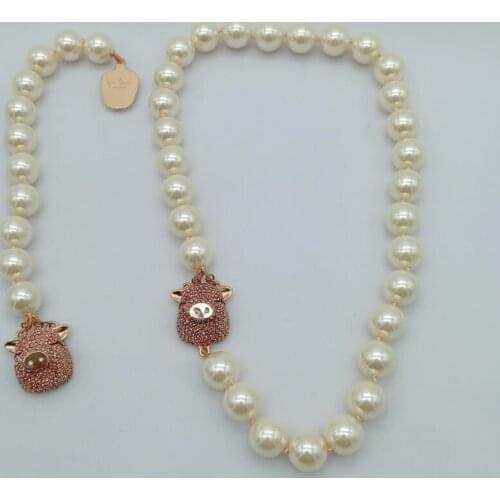 CSxjd New High Quality copper Cute flying pig Big bead Rhinestones Luxury Women fashion necklace jewelry