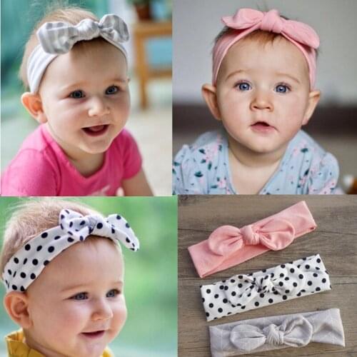 Great Quality Kids Baby Hair Accessories Pure Cotton Knotted Headband Girls Toddlers Bunny Ear Hair Hand Bows Headwrap