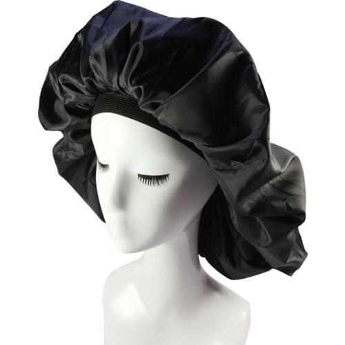 Travel Home Shower Hat Waterproof Hair Care Soft Cover Sleep Cap Elastic Band Protection Wide Brimmed Bonnet Satin Salon