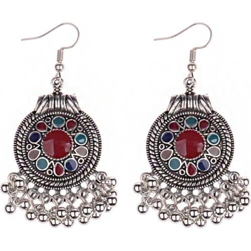 Egypt Vintage BOHO Unique Indian Earrings African Enamel Beaded Earring Women Ethnic Tibetan Jewelry Indian Jhumka Hippie Bijoux