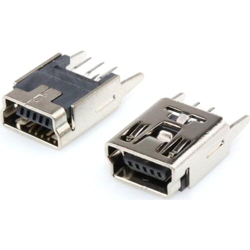 100Pcs Mini USB Female 5Pin Socket Connector 180Degree