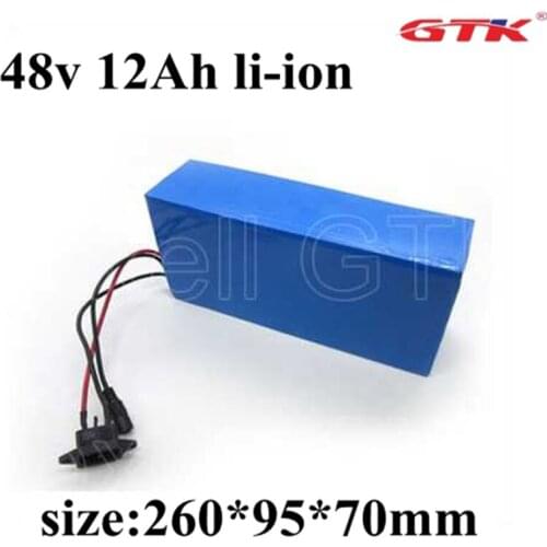 GTK 13s 48v 12ah lithium battery 12Ah 48v li-ion 18650 battery pack with BMS for 48V ebike e-scooter motor+3A Charger