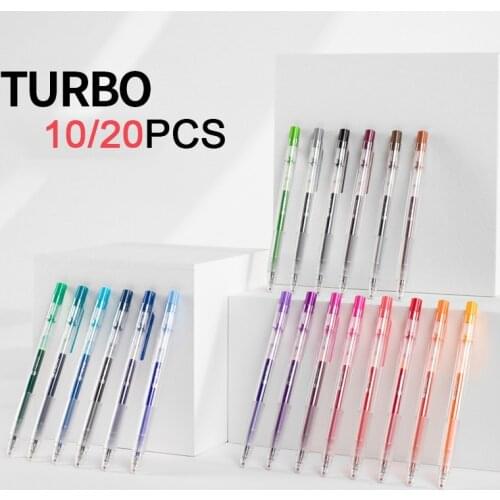 20/10pcs Color KACO TURBO Push Gel Pen 0.5MM Colorful Ink Sign Pens 800M Writing High-Capacity Rainbow Pen for Student Office