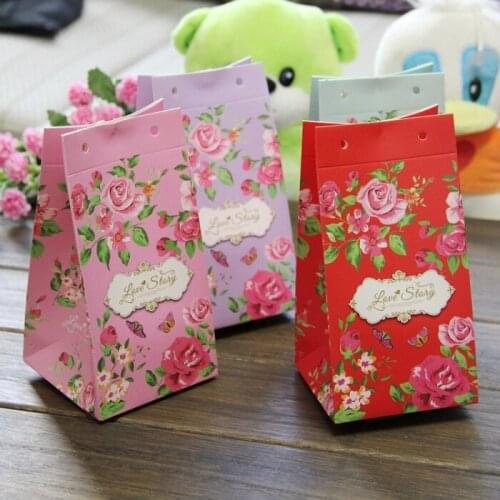 Candy box bag chocolate paper gift package for Birthday Wedding Party favor Decor supplies DIY rose flower Multifunction