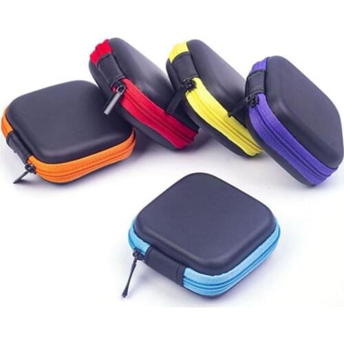 Square Pocket Hard Case Storage Bag for Headphone Earphone Earbuds TF SD Card