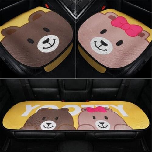 2021 New Arrival Couple Bear Three-piece Cushion Four Seasons Summer 3D Breathable Mesh Car Seat Cushion Suite