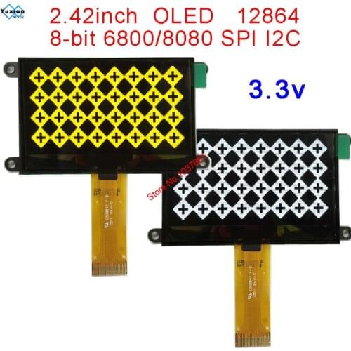 Oled 2.42 inch 128*64 display white yellow SPI serial IIC I2C 8-BIT MCU LEG12864B 3.3V 5V