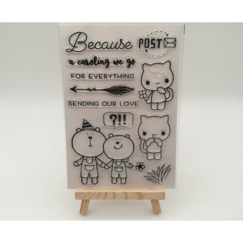 Lovely cat bear transparent Silicone stencil for DIY Scrapbooking photo album decorative sheets