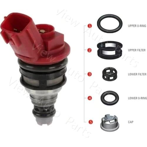 8 Set for Infiniti Q45 Fuel Injector Repair Kit 166001P102 Micro Filter Rubber seal orings Plastic Cap VD-RK-0038