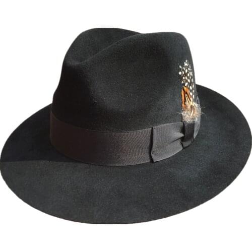 Luxury Angora Rabbit Fedora Hat Gangster Mobster Michael Jackson Gentleman Hats Black Grey Colors