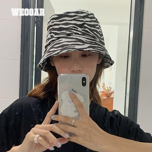WEOOAR Zebra Cow Leopard Fisherman Hat for Women Men Panama 2021 Summer Hats Casual Cap Female Hip Hop Beach Sun Gorros MZ114