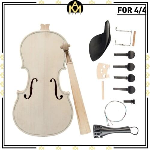 DIY Violin 4/4 Full Size Natural Solid Wood Acoustic Violin Fiddle Kit Spruce Top Maple Back Neck Fingerboard New