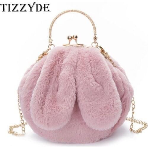 Bag for women 2020 Metal clip buckle portable plush rabbit ears bag female womens shoulder bag diagonal package bolsa wx6239