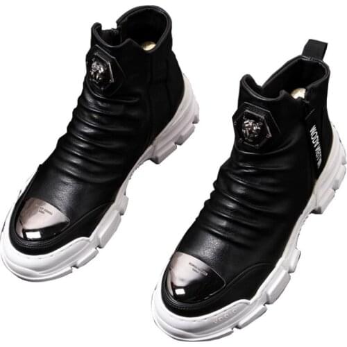 Multi-comfort winter tide male Martin shoes black high-top tide shoes male white casual shoes Star luxury platform v1.16